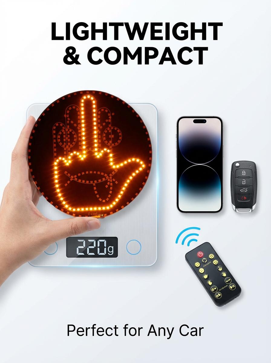 LED Car Gesture Light Ultimate 8 Gestures & Emojis Wireless Remote  Easy Install Anti-Tailgate Safety Fun Road Rage Relief Ideal Gift for Drivers Auto accessories car decor cool  cover Car Gadgets car stuff car accessories for men Decoration Automotive