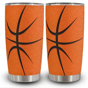 Basketball Tumbler 20oz Stainless Steel Insulated, Travel Coffee Cup, Sport Tumblers Gifts for Basketball Lovers, Men Women, Coach, Birthday, Christmas