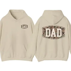 Camo Dad 2-Sided Hoodie Sweatshirt T-shirt, Funny Camouflage Graphic Pullover for Fathers, Cool Streetwear Top, Trendy Casual Gift, Apparel Made In The USA		