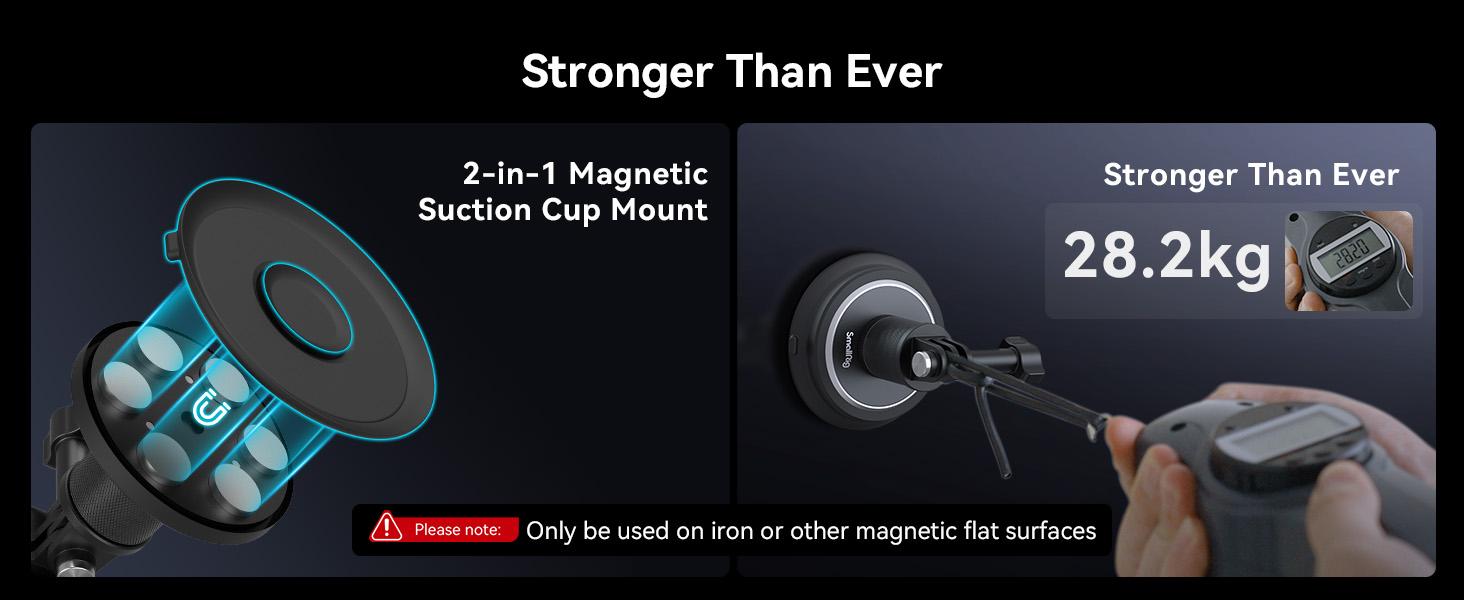 SmallRig 2-in-1 Gym Magnetic Suction Cup Phone Holder for iPhone 17/16Pro Max &Build in 6 Magnets Powerful Car Mount for GoPro Hero 13/12/11/10, for Akaso, for Insta360, for DJI OSMO Action 4/5, Pocket 3 and Phone 4347