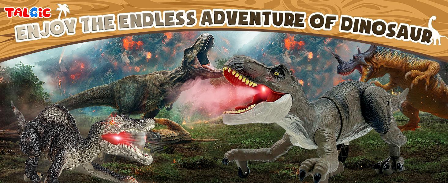 Remote Control Dinosaur Animal Toy, Spinosaurus and T-rex, swift movement & water spray, gift for boys Remote Control Dinosaur Animal Toy, Spinosaurus and T-rex, swift movement & water spray, gift for boys