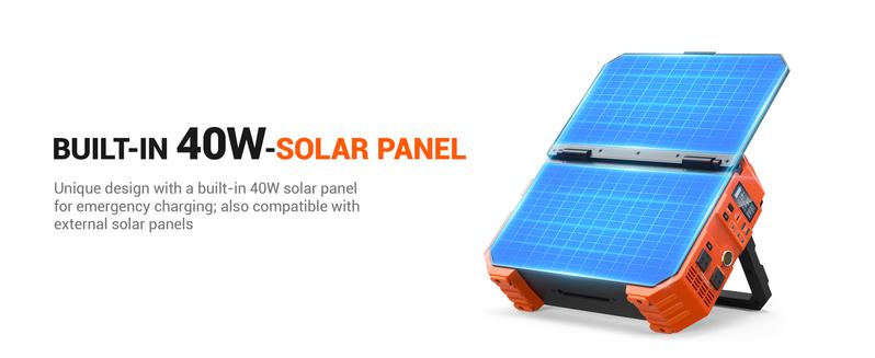 BLAVOR 1600W (Peak 3200W) Portable Power Station with Built-in Solar Panel, 1024Wh LiFePO4 Battery, 100W USB-C Fast Charge, Solar Generator for Home Backup, Camping, Power Outages & RV