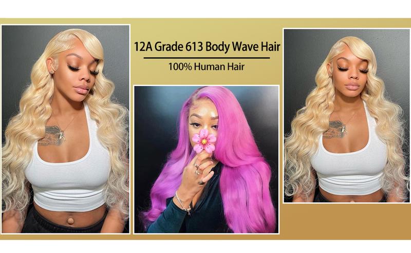613 Blonde Body Wave Bundles Human Hair with lace closure 15A Grade Brazilian Virgin Body Wave Human Hair 3 Bundles with 4*4 lace closure 100% Unprocessed Virgin Remy 613 Blonde Hair Weft Bundles 100% human hair