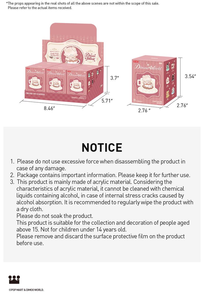 POP MART DIMOO Crush On Coffee Series-Acrylic Fridge Magnet Clip Blind Box