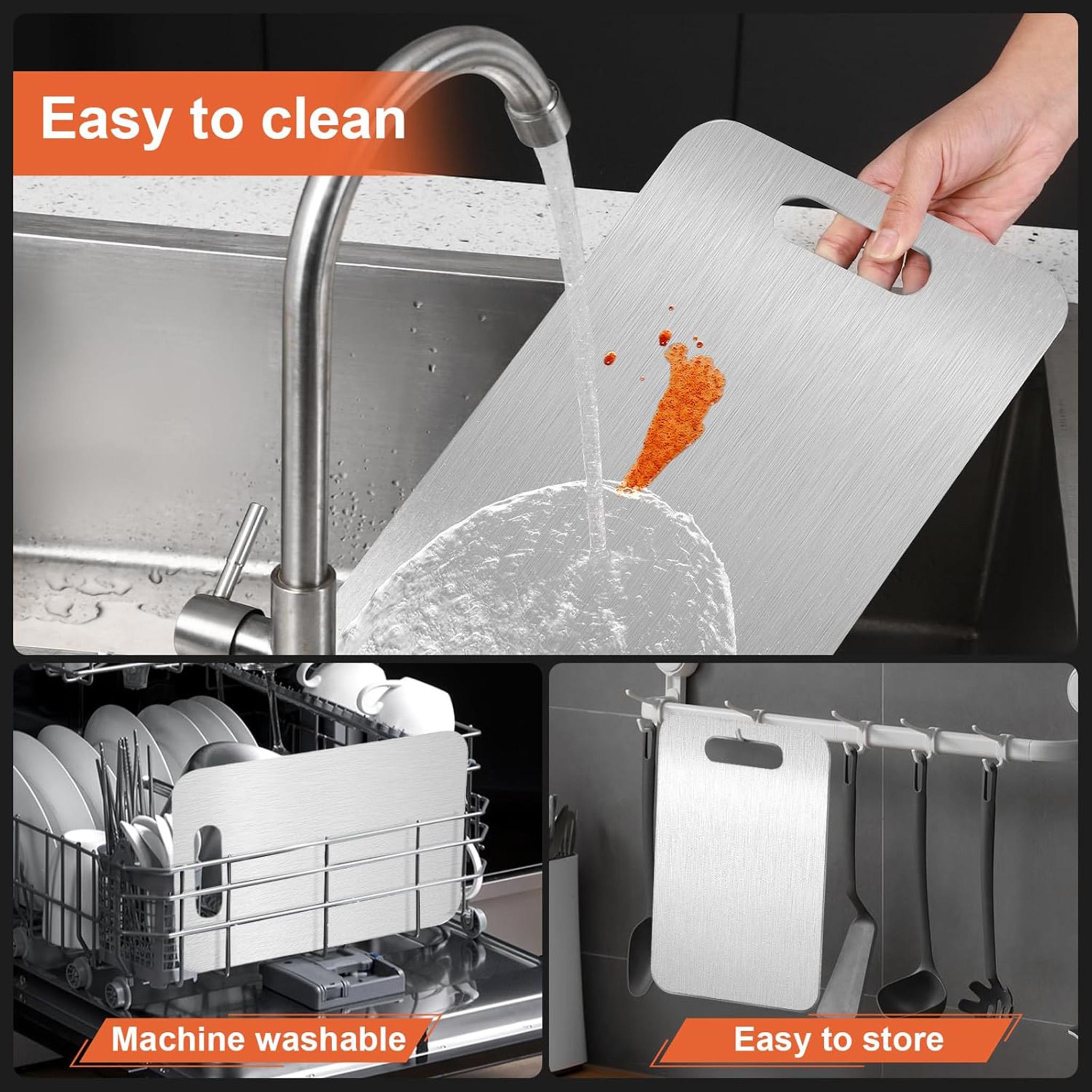 Titanium cutting board, stainless steel non-stick cutting board for kitchen, home cooking and outdoor camping, suitable for various cooking tasks, durable cutting board, modern cutting board