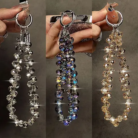 3-Pieces Rhinestone Mobile Phone Lanyard Strap Set, Detachable Metal Ring, Durable ABS Cell Phone Accessories for Commute, Party, Abs Plastic