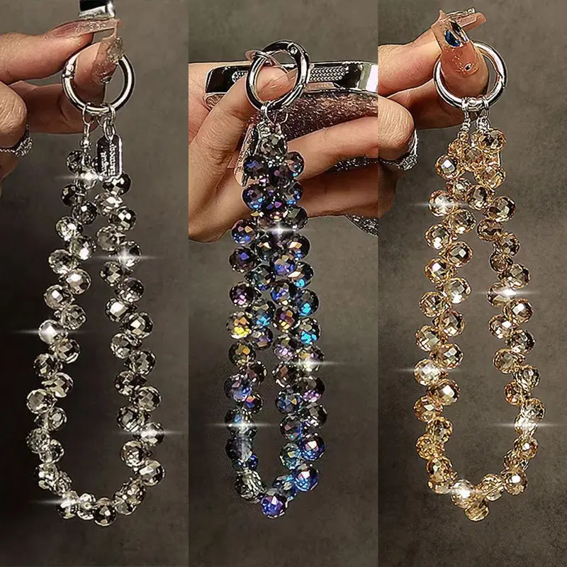 3-Pieces Rhinestone Mobile Phone Lanyard Strap Set, Detachable Metal Ring, Durable ABS Cell Phone Accessories for Commute, Party, Abs Plastic