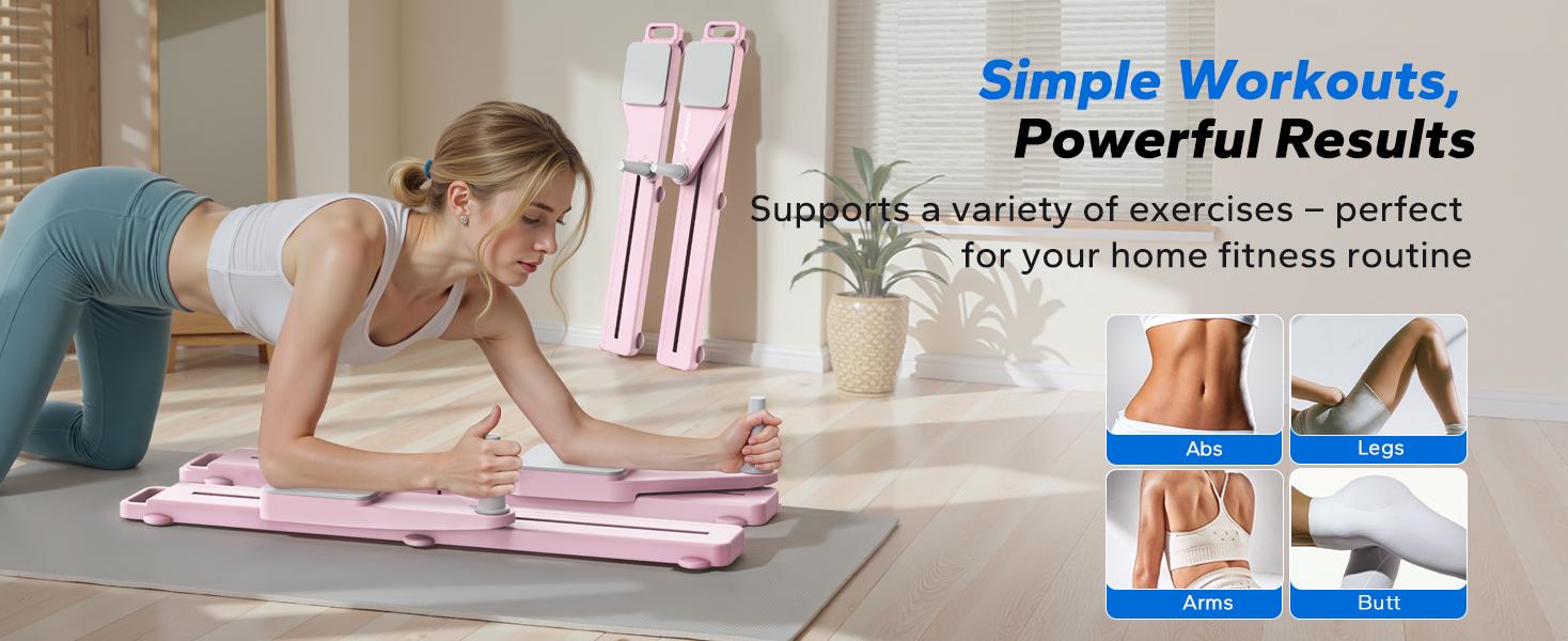 MERACH Multi-functional Adjustable Ab Exercise Board, Split Ab Slide Roller Board, Home Pilates Reformer with Knee Mat for Home Gym Core & Ab Strength Training, Abdominal Crunch Machine