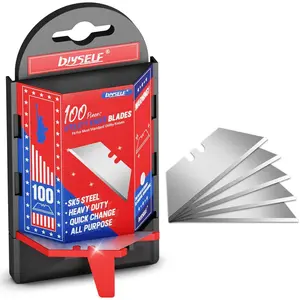 Utility Knife Blades 100 Pack, Box Cutter Blades Refills with Dispenser, Razor Blades Utility Knife Replacement Blade for Box Cutter, Razor Knife BladeQuesear