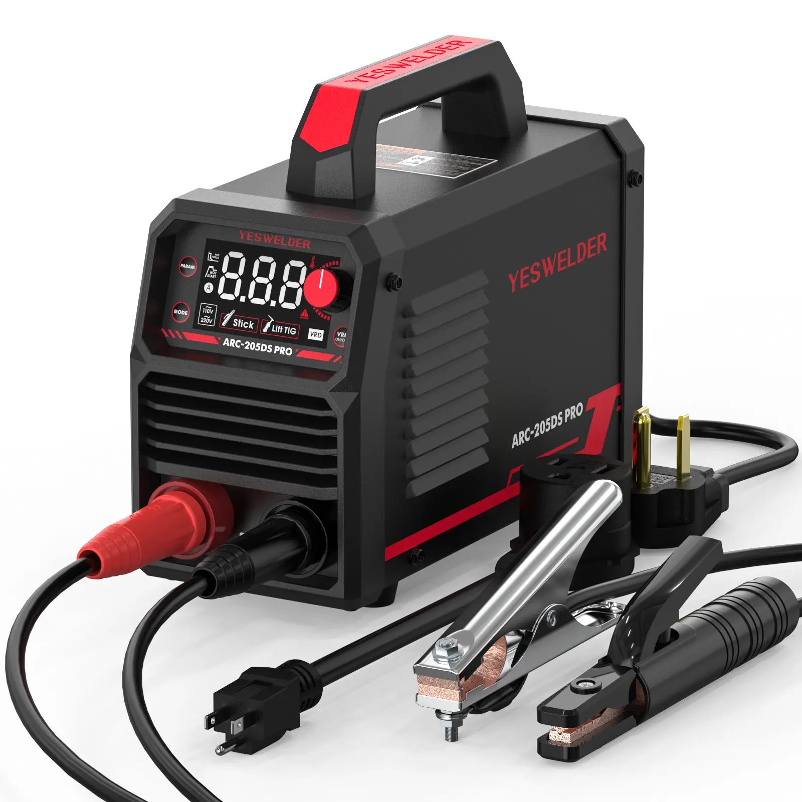 YESWELDER 205Amp 110/220V Stick Welder, ARC-205DS-PRO Lift TIG/MMA 2-in-1 Welding Machine, Digital Display DC IGBT Inverter
