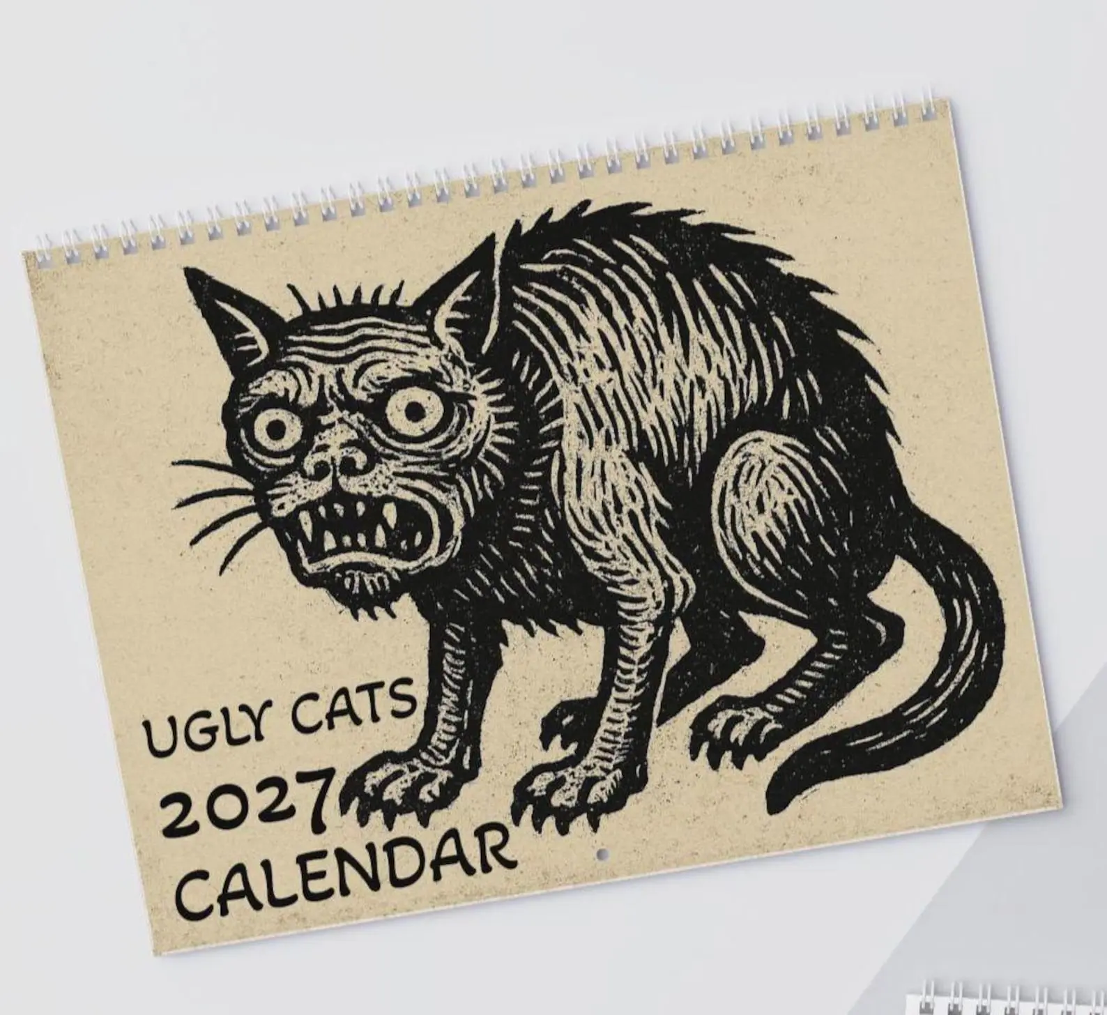 Whimsical Scruffy UGLY Cats 2027 Wall Calendar | 12-Month Monthly Calendar - Gift For Fan