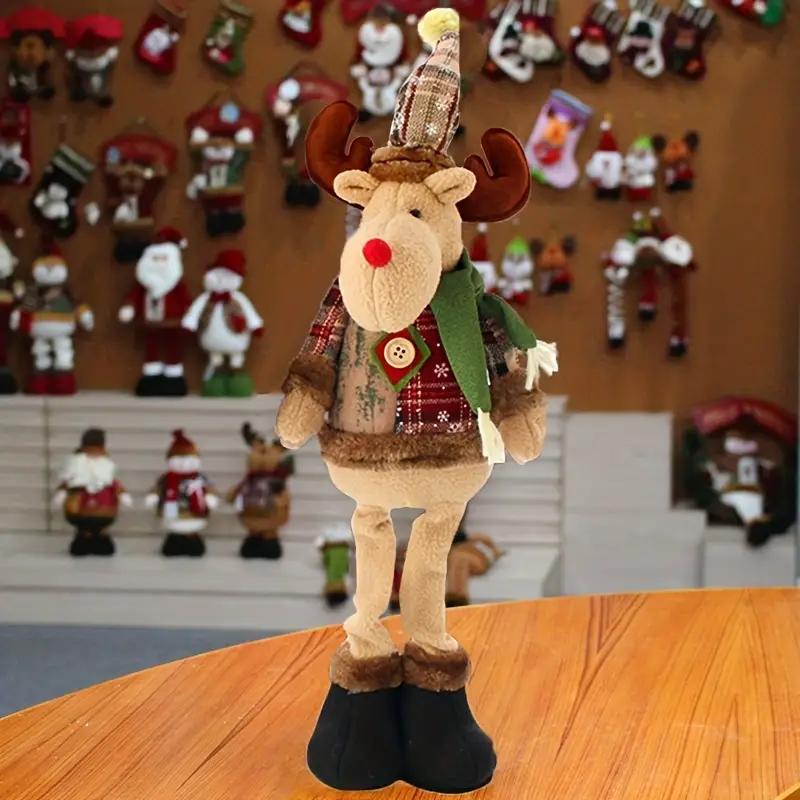 Christmas Decoration Height Retractable Standing Christmas Doll,  Adjustable Height, Snowman, Reindeer, And Santa Claus Figurines With Snowflake Pattern, Party Decoration