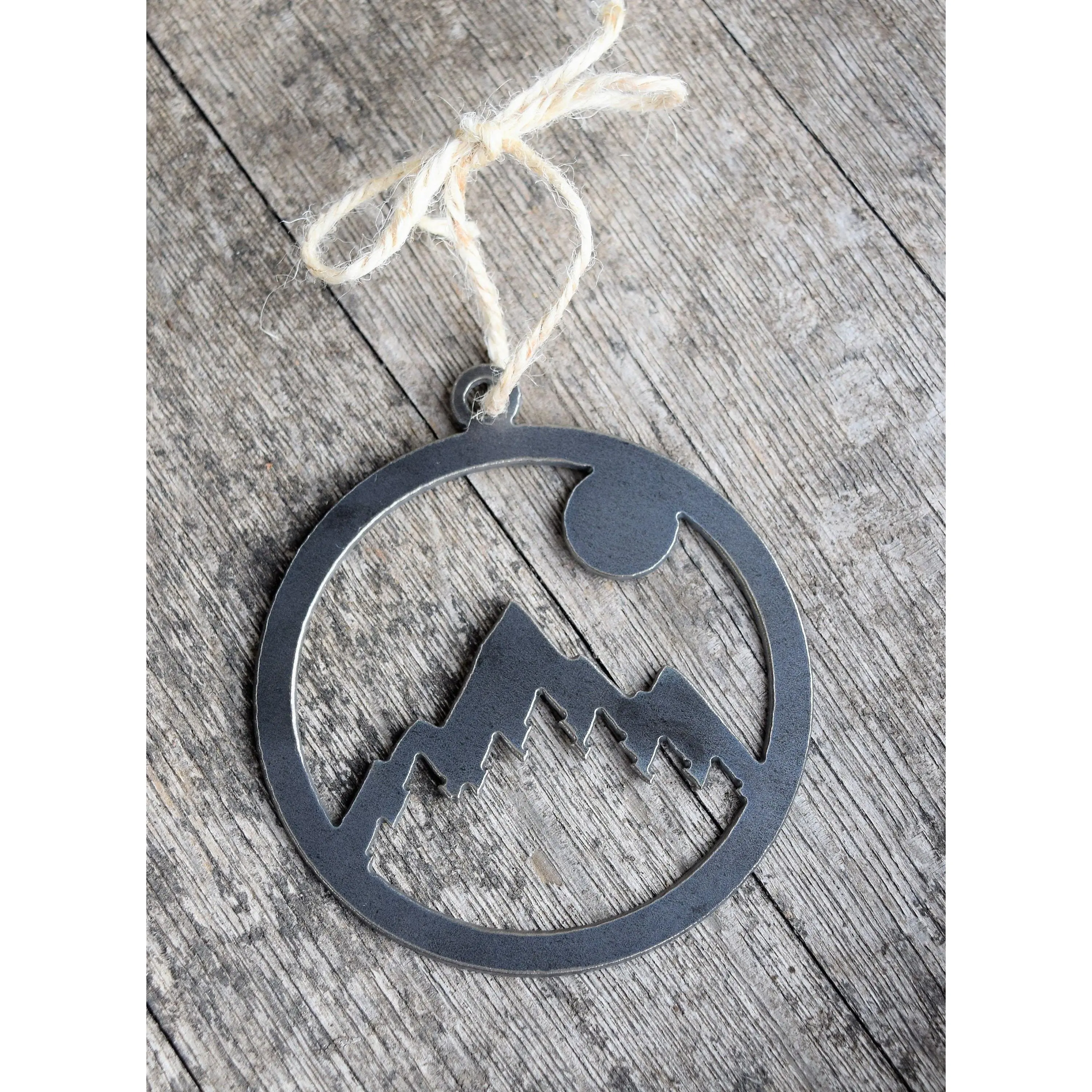 Mountain Sun Ornament Metal