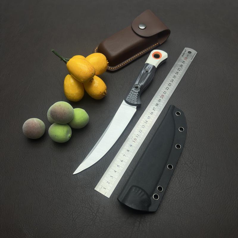 15500 Kitchen Household Fixed Knife D2 SteelBlade, Two-Tone Handle, with Kydex Sheath,Suitable for Cutting Meat and Fruit Specialized Knife