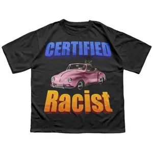 CAT DEALER Certified Racist Tee, Funny Cat Meme Graphic Crew Neck T-shirt, Basic Everyday Fit, Casual Unisex Gildan Cotton Clothing