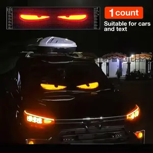 Devil Eyes Programmable Ultra-Thin Flexible LED Light Car Window Scrolling Sign APP & Remote-Controlled Custom Text/Animation, USB-Powered Interior Decoration, Accessories for Car, Vehicle Accessories for Windshields, Christmas Use Auto Parts Accessories