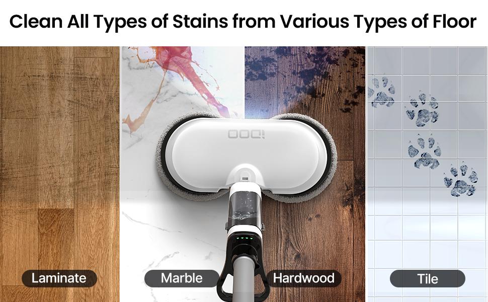 iDOO Cordless Electric Spin Mop Pro with LED Light, Mist Spray, Transparent Water Tank & Reusable Cloths for Effortless Cleaning of Household Items