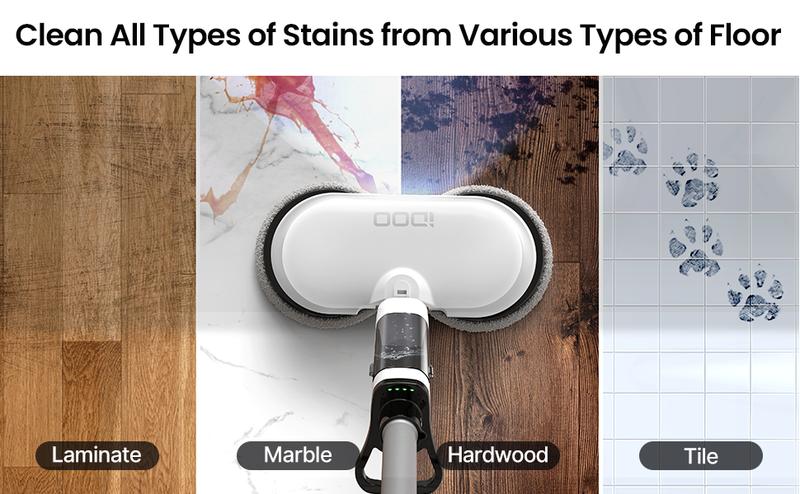 iDOO Cordless Electric Spin Mop Pro with LED Light, Mist Spray, Transparent Water Tank & Reusable Cloths for Effortless Cleaning of Household Items