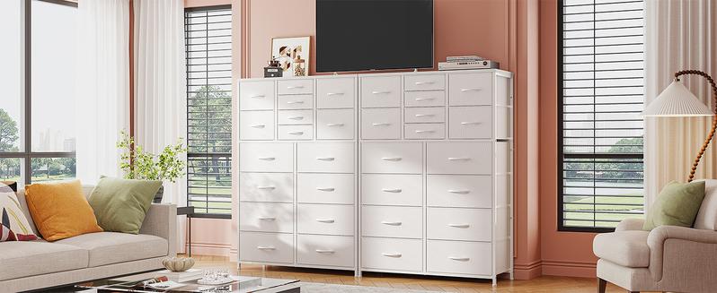 Raybee Furniture 57"H 16 Drawer White Dresser with Wooden Top, Modern Tall Dresser for Bedroom & Chests of Drawers, Large Capacity Storage Cabinets for Bedrooms, Living Room, Entryways Raybee Furniture 57"H 16 Drawer White Dresser with Wooden Top, Modern Tall Dresser for Bedroom & Chests of Drawers, Large Capacity Storage Cabinets for Bedrooms, Living Room, Entryways