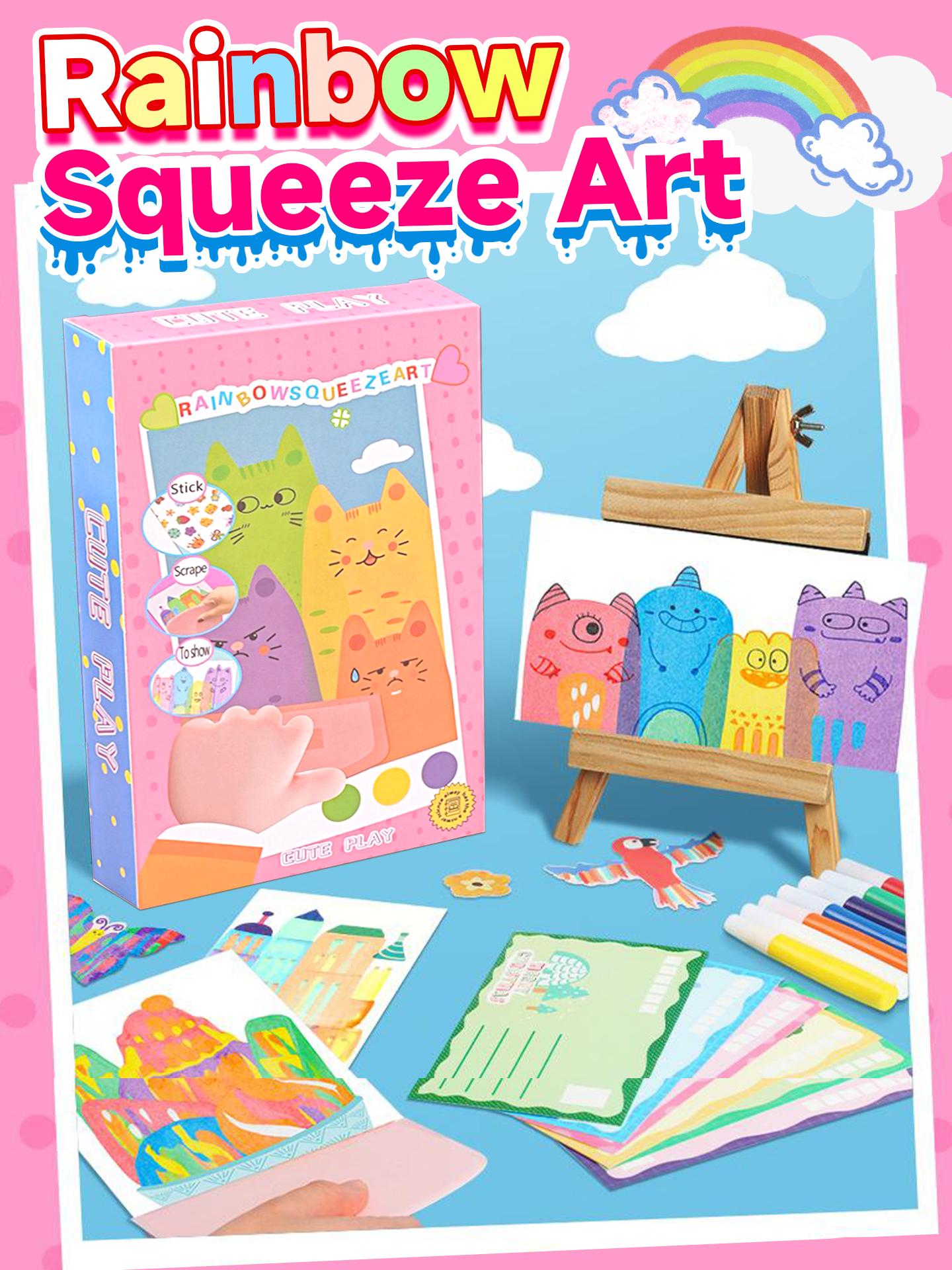 Rainbow Squeeze Art Kit - Creative Scratch & Color Art Set for Kids with 20 Drawing Papers 7 Acrylic Paints 6 Watercolor Pens 1 Sticker Sheet & Squeegee Board Perfect for DIY Art & Gifts Rainbow Squeeze Art Kit - Creative Scratch & Color Art Set for Kids with 20 Drawing Papers 7 Acrylic Paints 6 Watercolor Pens 1 Sticker Sheet & Squeegee Board Perfect for DIY Art & Gifts