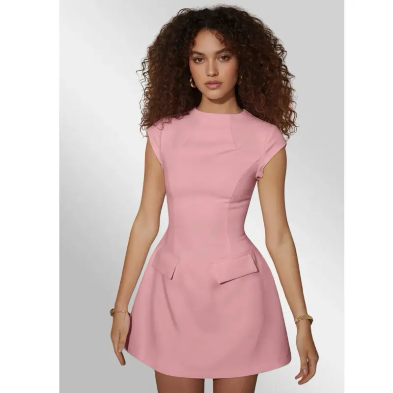 Women's casual summer dress, sleeveless, round neck, solid color, fitted  cut, elegant party dress, casual work dress - TikTok Shop