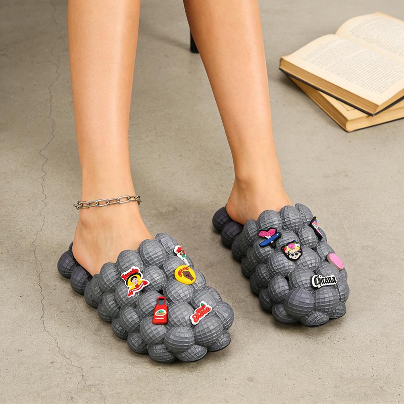 Lumubby Unisex Bubble Slide Summer "Poop Feeling" Grape Slippers Trendy EVA Anti Slip Home Massage Foot Soles for Bathing in the Shower Unisex Orange 3D Bubble Look Cloud like Comfort Footwear Women Shoe Soft