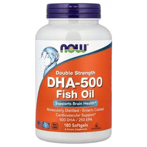 NOW Foods DHA-500 Fish Oil, 180 Softgels