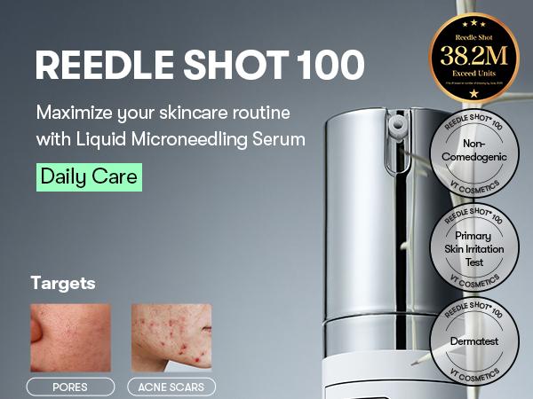 [VT Official] Reedle Shot & Daily Sheet Mask Bundle | Effortless Affordable Microneeding Korean Plump, Soothing Skin Set, Liquid Microneedling & Daily Sheet Mask in a Box(30ea), Daily Korean Skincare, Gift Set, Centella Asiatica
