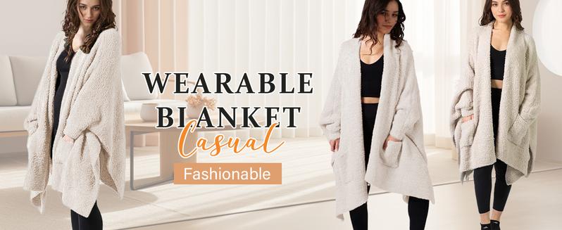 Hixiaohe Wearable Blanket Sherpa Poncho Unique Office Work Warm Cozy Shawl TV Throw Blankets, Plush Cape Wrap for Adults