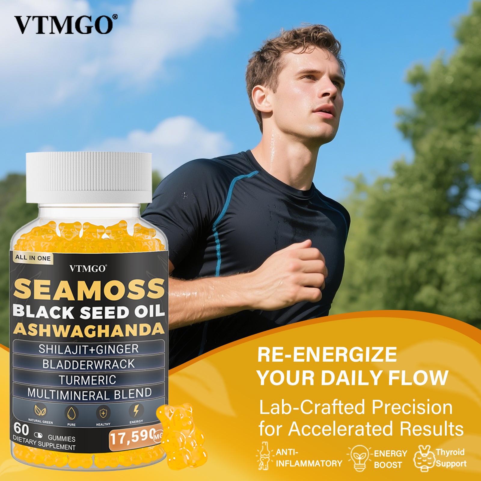 Organic Sea Moss Gummies with Black Seed Oil, Ashwagandha, Shilajit, Ginger, Bladderwrack, Turmeric & Multimineral Blend – Immune Support, Energy, Joint & Thyroid Health – Vegan, Non-GMO, Natural Supplement (60 Count) Organic Sea Moss Gummies with Black Seed Oil, Ashwagandha, Shilajit, Ginger, Bladderwrack, Turmeric & Multimineral Blend – Immune Support, Energy, Joint & Thyroid Health – Vegan, Non-GMO, Natural Supplement (60 Count)