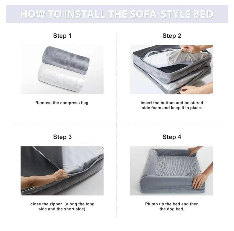 XXXL Extra Large Calming Dog Bed Orthopedic Memory Foam Sofa Bed for Small Medium Large & Extra Large Dogs Waterproof Removable Plush Cover 42 x 30 x 6.5 Inches