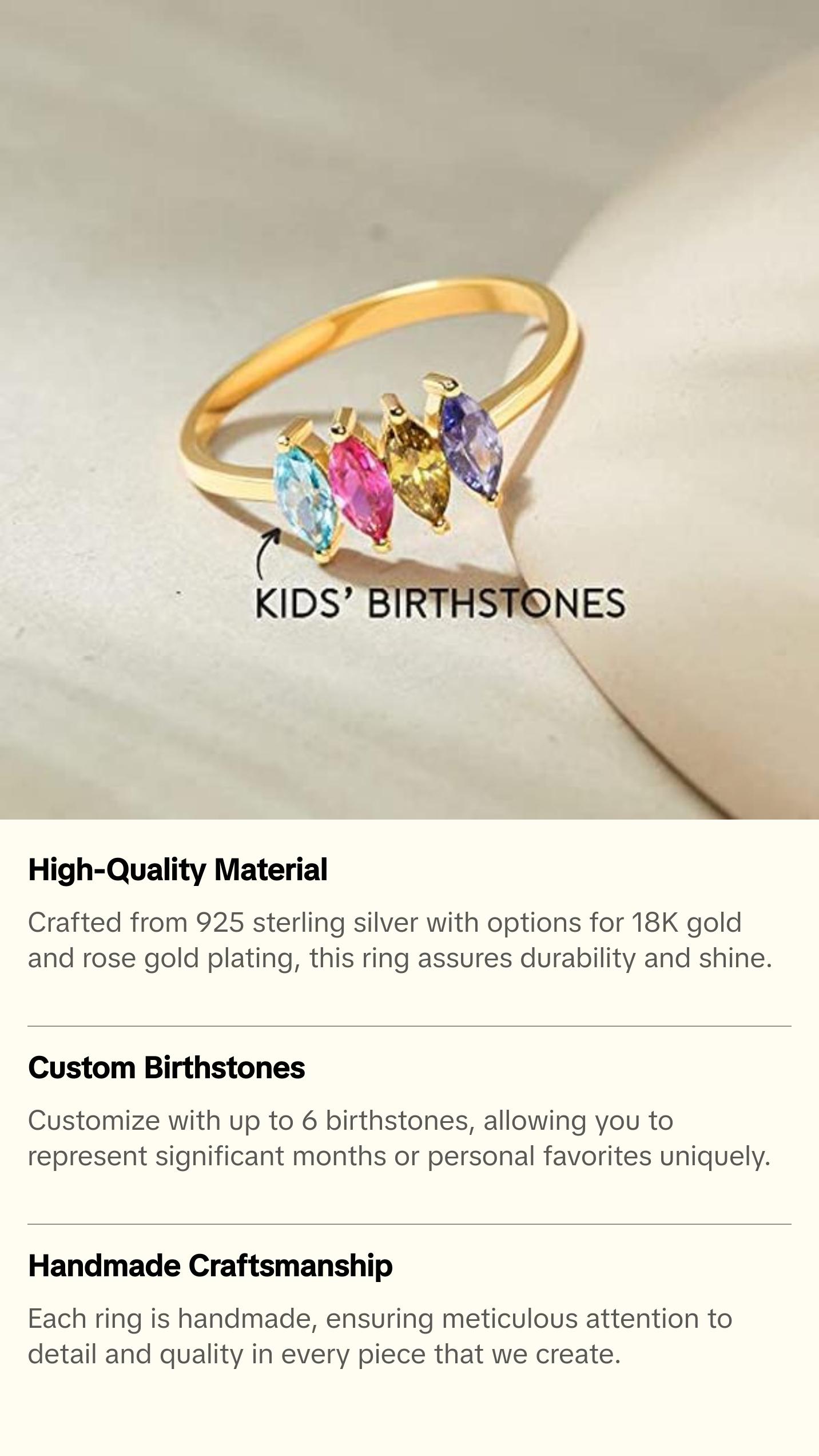 Personalized Mom Birthstone Ring, Birthstone Jewelry,Family Birthstone