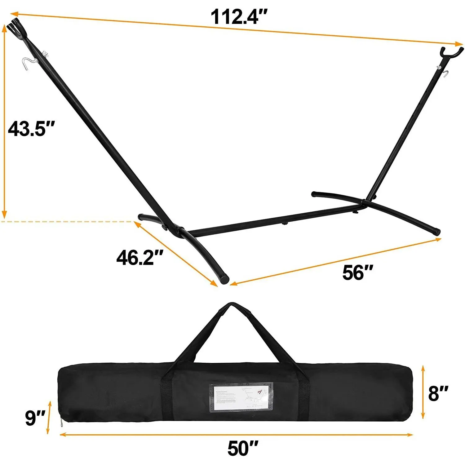 Zeny Heavy-Duty Steel Frame Hammock Stand - Adjustable, Portable, Quick Setup for Indoor Use & Hammocks for Outside