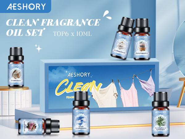 Clean Diffuser Oils Gift Set - 6x10ML Luxury Fragrance Oil Blend, Clean Scent Essential Oils Set for Diffuser, Candle, Soap Making Scents