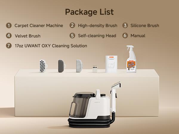 UWANT ZY B300Pro Portable Carpet Cleaner Machine - Powerful Suction Vacuum, 18000pa Suction, Deep Steam Clean & Water Extraction, Lightweight Handheld Household Item for Car+Home Use Area Rug Upholstery