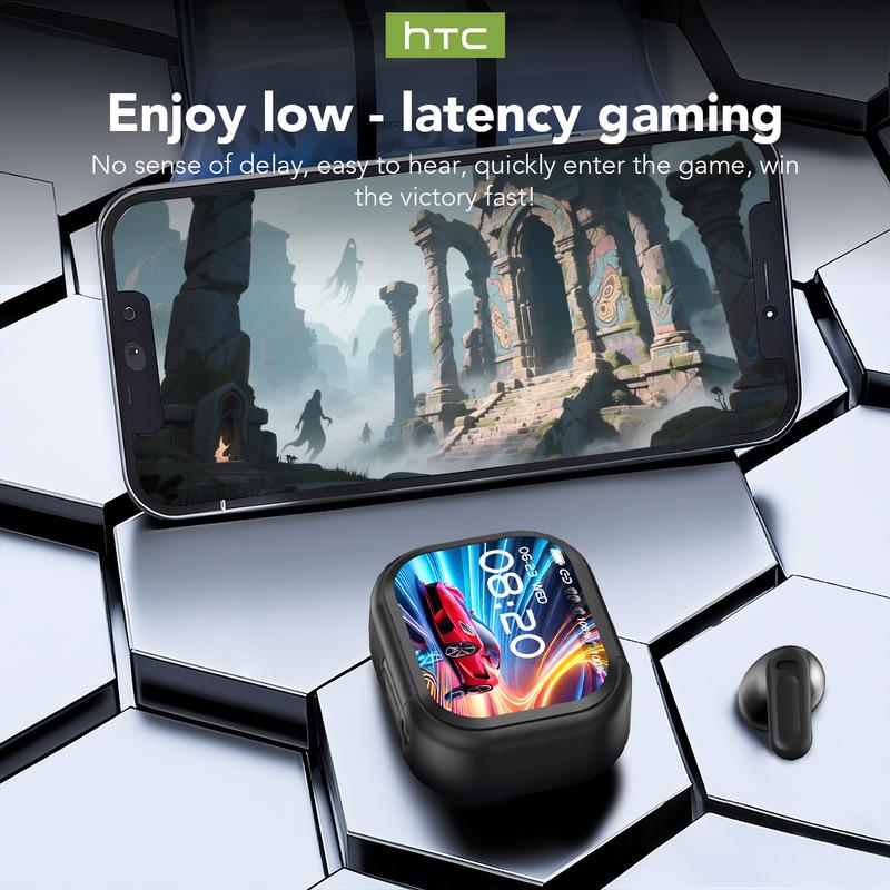 HTC NE20 Bluetooth 5.4 Earphones LED Display High Fidelity Waterproof Wireless Earphones | Suitable for Office, Sports, Study and Audio Calls | Built-in Microphone | Earphones
