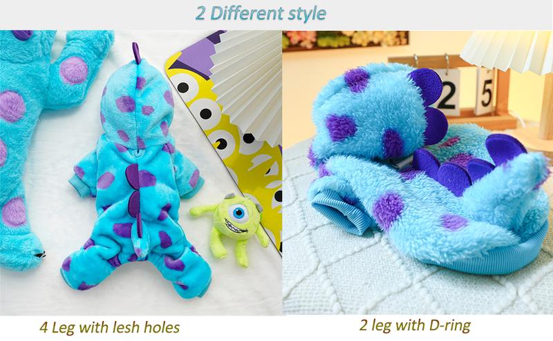 【Pet Supplies】Generic Dinosaur Dog Cat Winter Clothes Small Medium Pets Hoodie Coat Warm Fleece Outfit Leash Ring Design Funny Costume Keep Pets Cozy Holiday Party