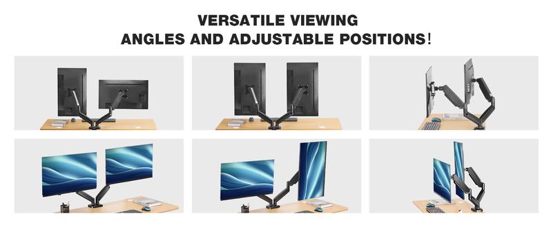 Monitor Stand - Adjustable Desk Mount Arm for 15 - 27  Inch Monitors, Supports up to 17.6lbs, Heavy Duty Screen Mount with Gas Spring, Clamp & Grommet Base, VESA Bracket 75/100 Compatible