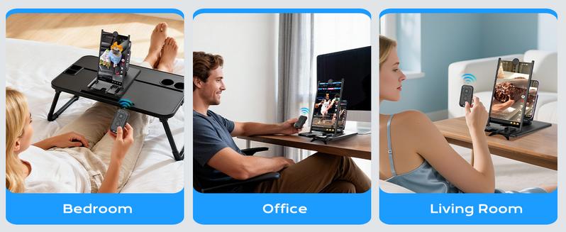 SEANCHEER WL868 5-in-1 Vertical Phone Screen Magnifier HD with Bluetooth Remote, 3D Portable Foldable Smartphone Stand for | TikTok | YouTube | FB | IG | Scrolling - Gift for Mom, Dad & Family Adjustable Cellphone