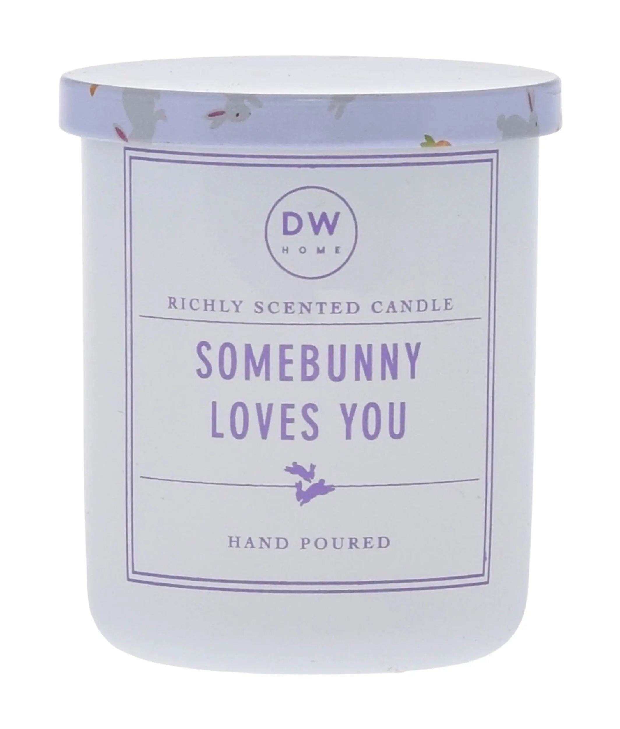 DW Home Somebunny Loves You Mini Scented Jar Candle - Blushing Fruity Fragrance with Comforting Notes, Home Decor Accent, Floral
