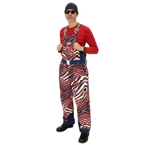Zubaz NFL Adult Unisex Zebra Team Color Blizzard Snow Bib, Chicago Bears