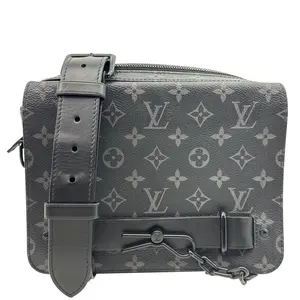 Pre-owned Louis Vuitton Canvas Messenger Bags Steamer Monogram Eclipse Messenger Bag Black