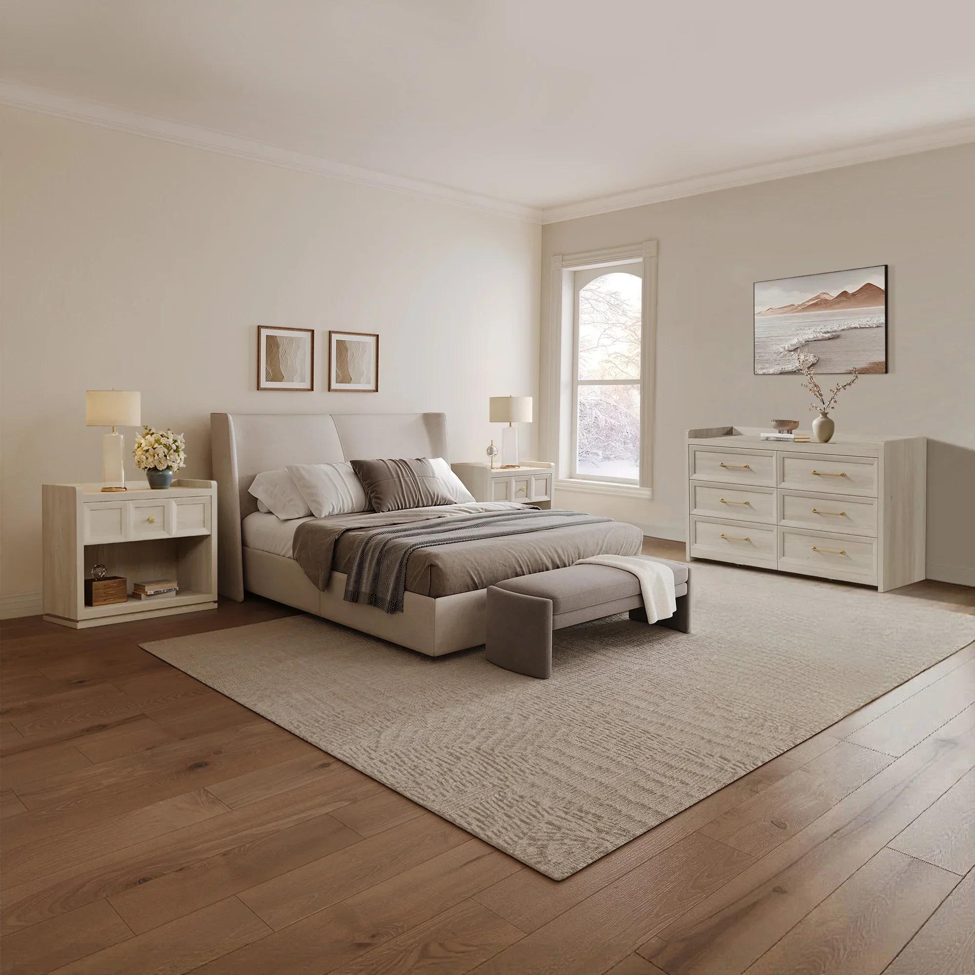 SICOTAS 6 Drawer Dresser for Bedroom-56.4" Extra-Wide Wooden Chest of Drawers with Large Storage, Long Dresser TV Stand with Drawers, Farmhouse Closet Dressers for Nursery Living Room