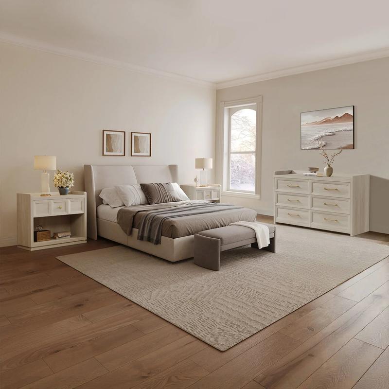 SICOTAS 6 Drawer Dresser for Bedroom-56.4" Extra-Wide Wooden Chest of Drawers with Large Storage, Long Dresser TV Stand with Drawers, Farmhouse Closet Dressers for Nursery Living Room