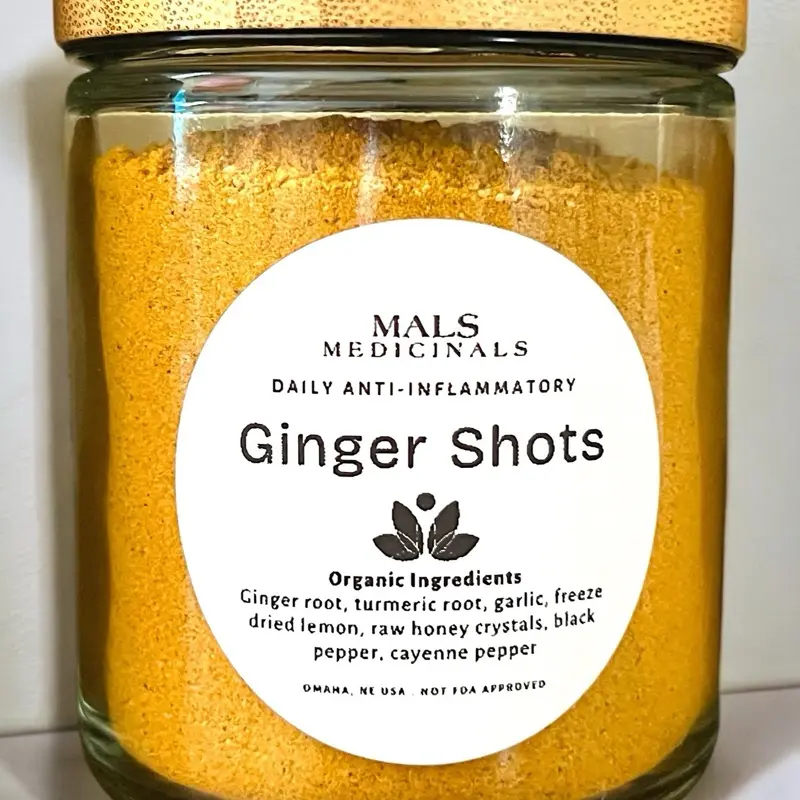 Mals Medicinals + Ginger Shot Powder + Daily Anti-inflammatory + Prebiotic + Immune Boost Natural Organic