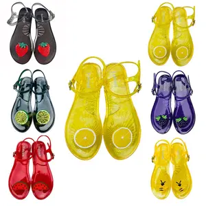 Ladies' casual flat fruit jelly shoes and transparent flat sandals for commuting outside
