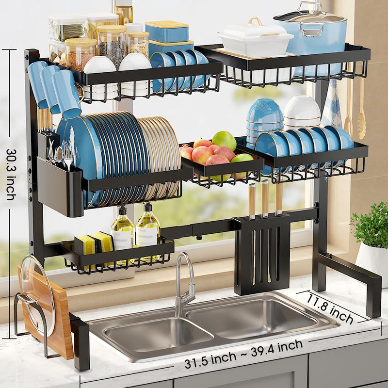 Dish Drying Rack for Kitchen Counter Large Capacity Sink Organizer with Cutlery Holder Easy Clean, Modern Home Essential