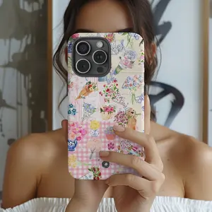 Compatible with iPhone 17 promax Watercolor Flower Collage Phone Case, Spring Coquette, Soft Girl Era Premium Film 2 in 1 Phone Case - Durable, Shock Absorbing and Stylish Protection - Compatible with iPhone 16, 15, 14, 13, 12, 11, Plus, Pro, Pro Max