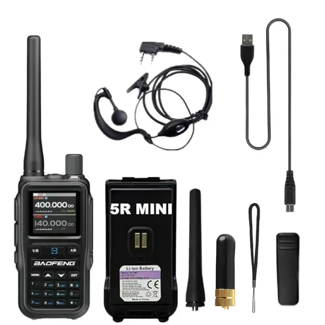 Baofeng UV-5R Mini Wireless Frequency Reading Walkie Talkie AM Long Range Multi-Band Type-C Charger Ham Radio
