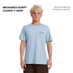 Quiksilver | Mechanics Script Classic T-shirt | Men's Retro Graphic Tee | 100% Cotton, Soft & Comfortable | Spring/Summer Essentials